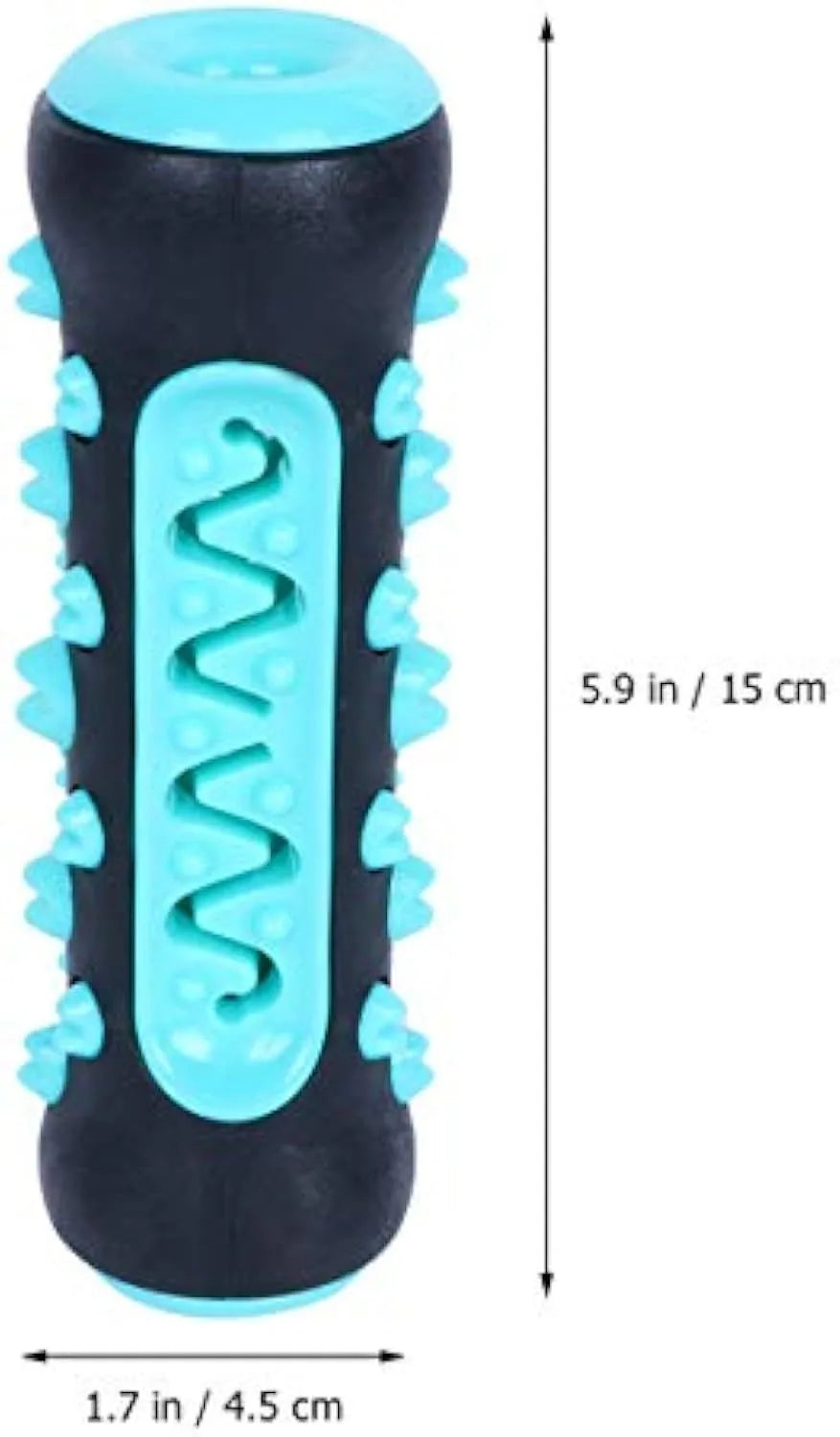 Natural rubber dog toothbrush chew toy with silicone cleaning bristles in multiple colour options