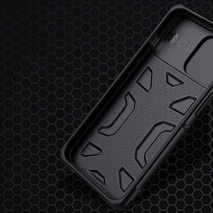 Black TPU+PC iPhone 13 protective case showing reinforced corners and precise port cutouts
