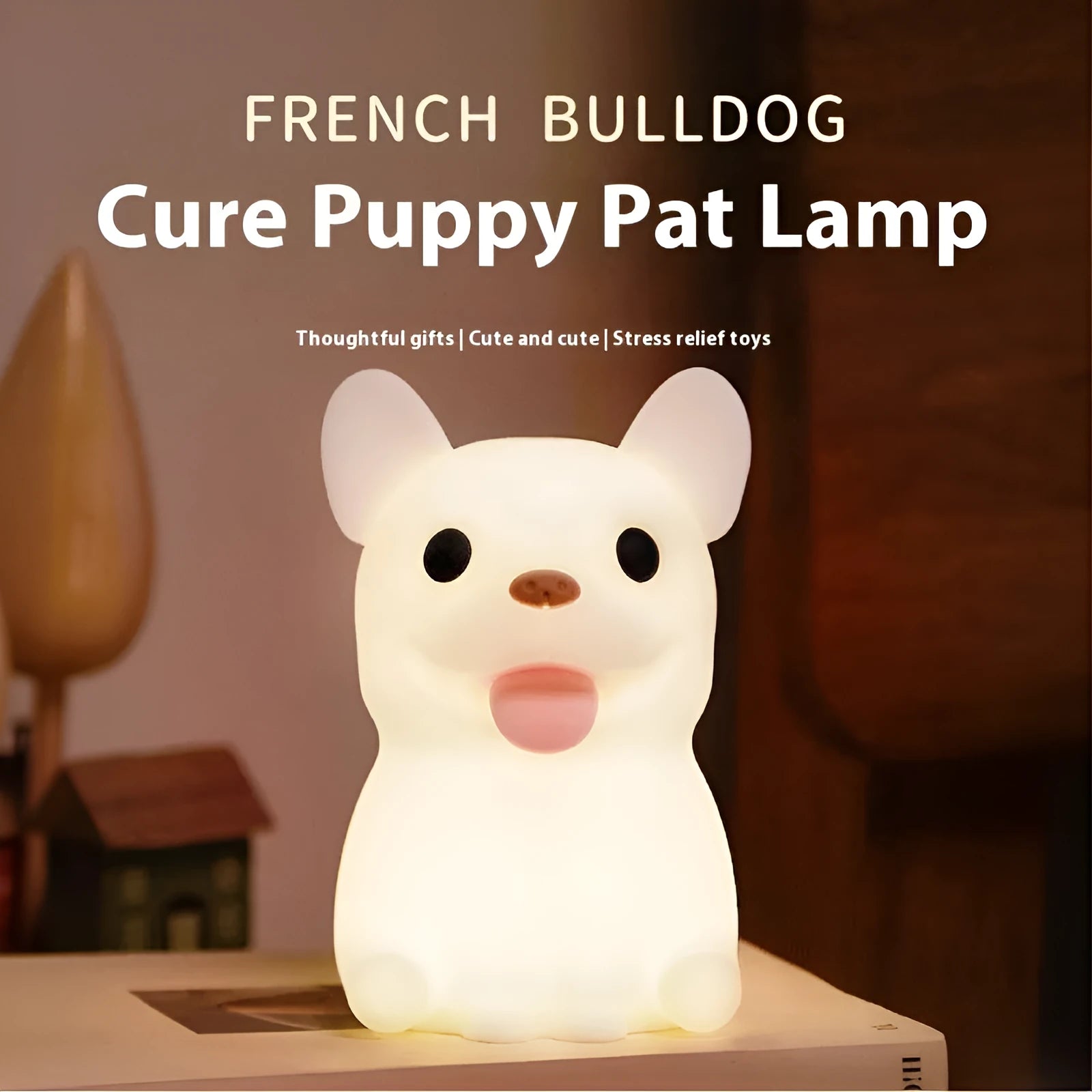 Silicone animal night light with USB charging port and dimming control for bedroom use