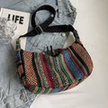 Women's canvas crossbody dumpling bag in ethnic style with three-dimensional pockets