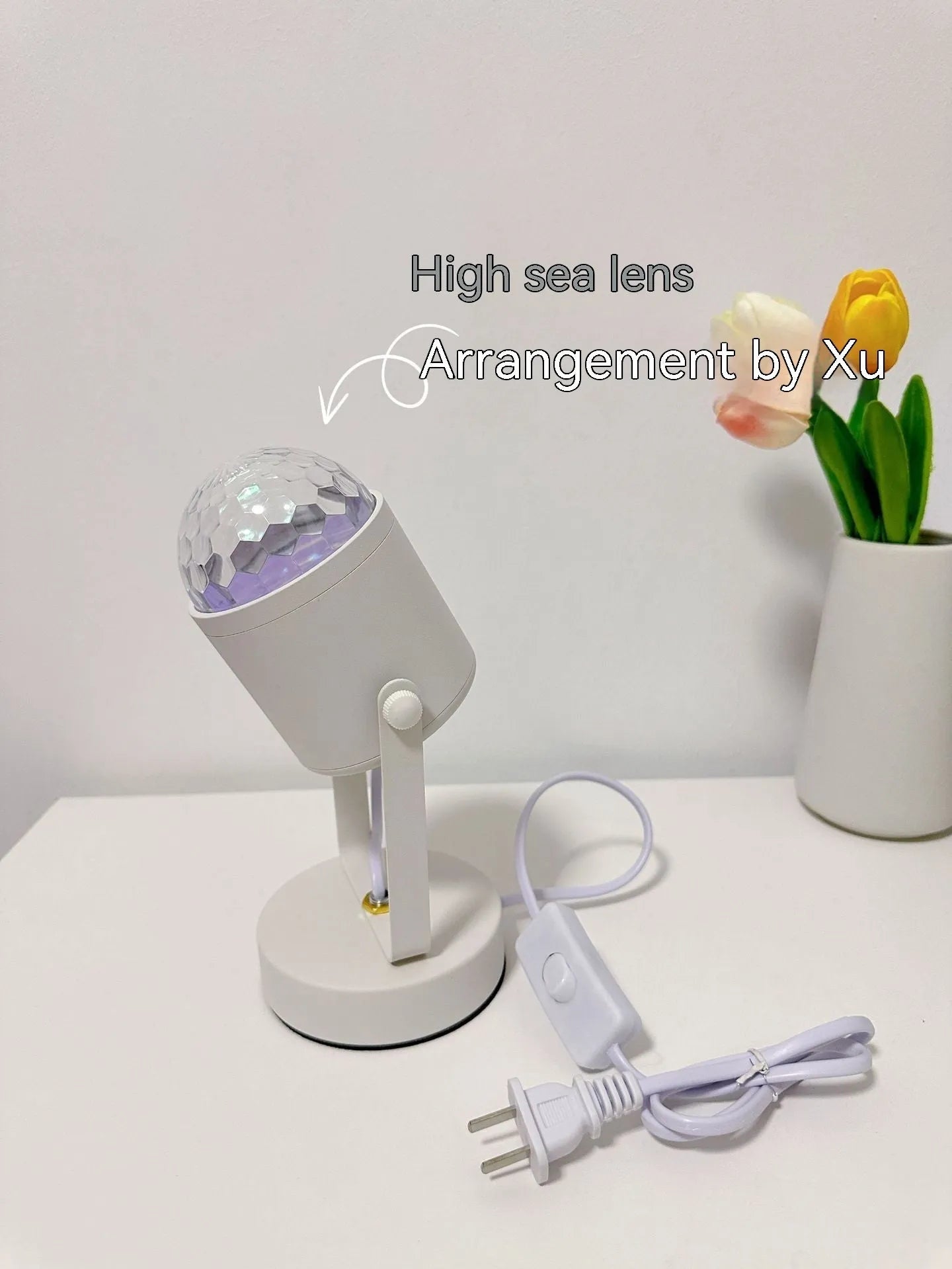 Dynamic water ripple ambience table lamp showing light projection patterns