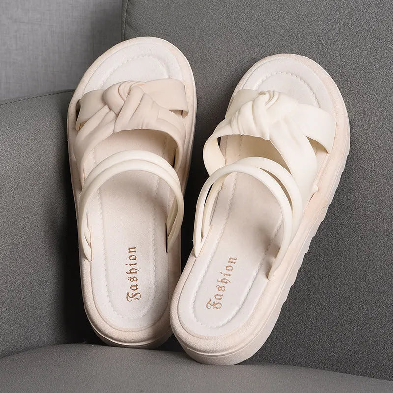 Women's PVC sandals with soft thick back in black and white colour options