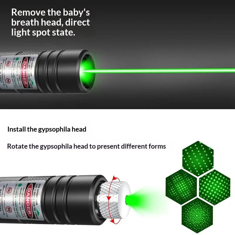 USB-charging cat laser pointer black aluminium alloy with green light and starry-sky rotating head