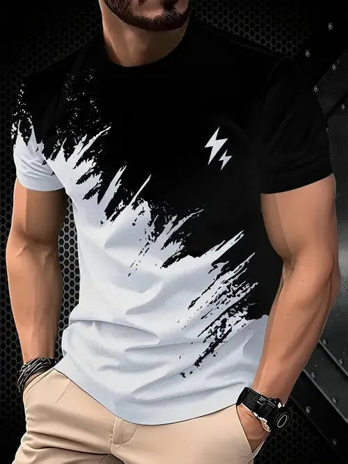 Men's loose fit short sleeve polyester t-shirt in multiple colour options with size range displayed
