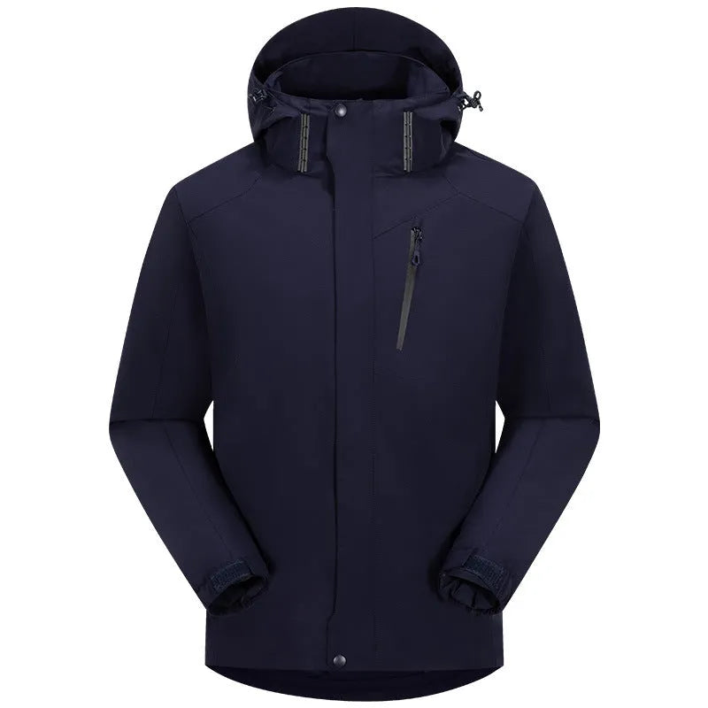 Men's three-in-one winter white down jacket in solid colour with hood and removable liner