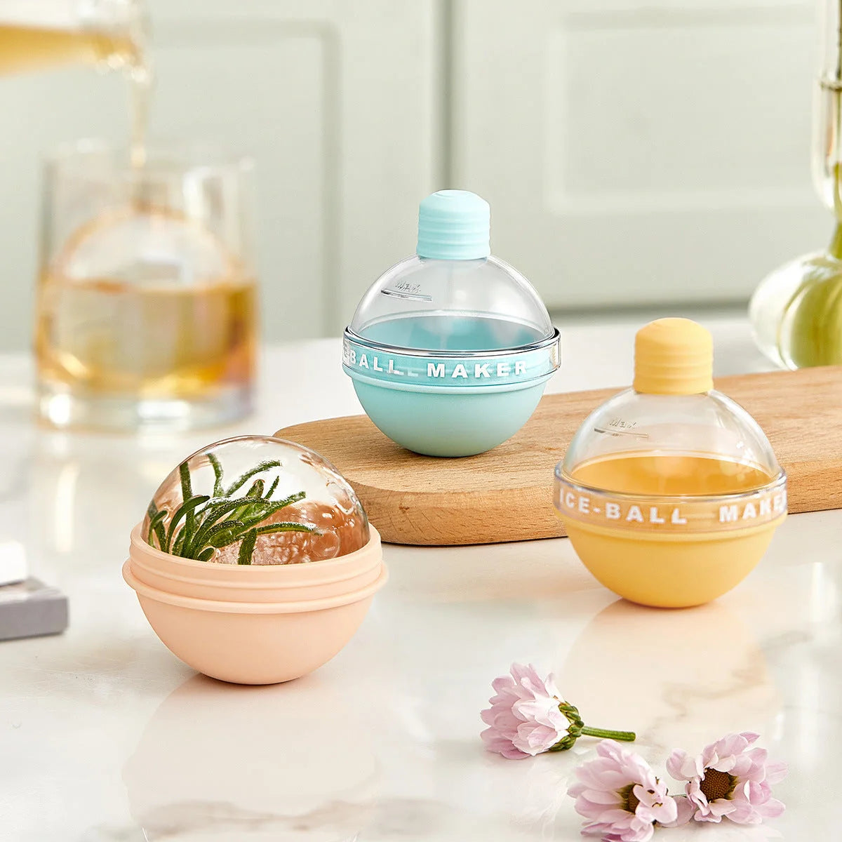 Food grade silicone ice ball mold for creating slow-melting spherical ice cubes