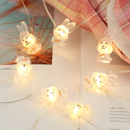 Easter LED Bunny String Lights with carrot and rabbit designs for festive home decor