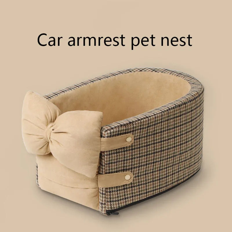 Car central control front seat pet bed in cloth material, suitable for dogs