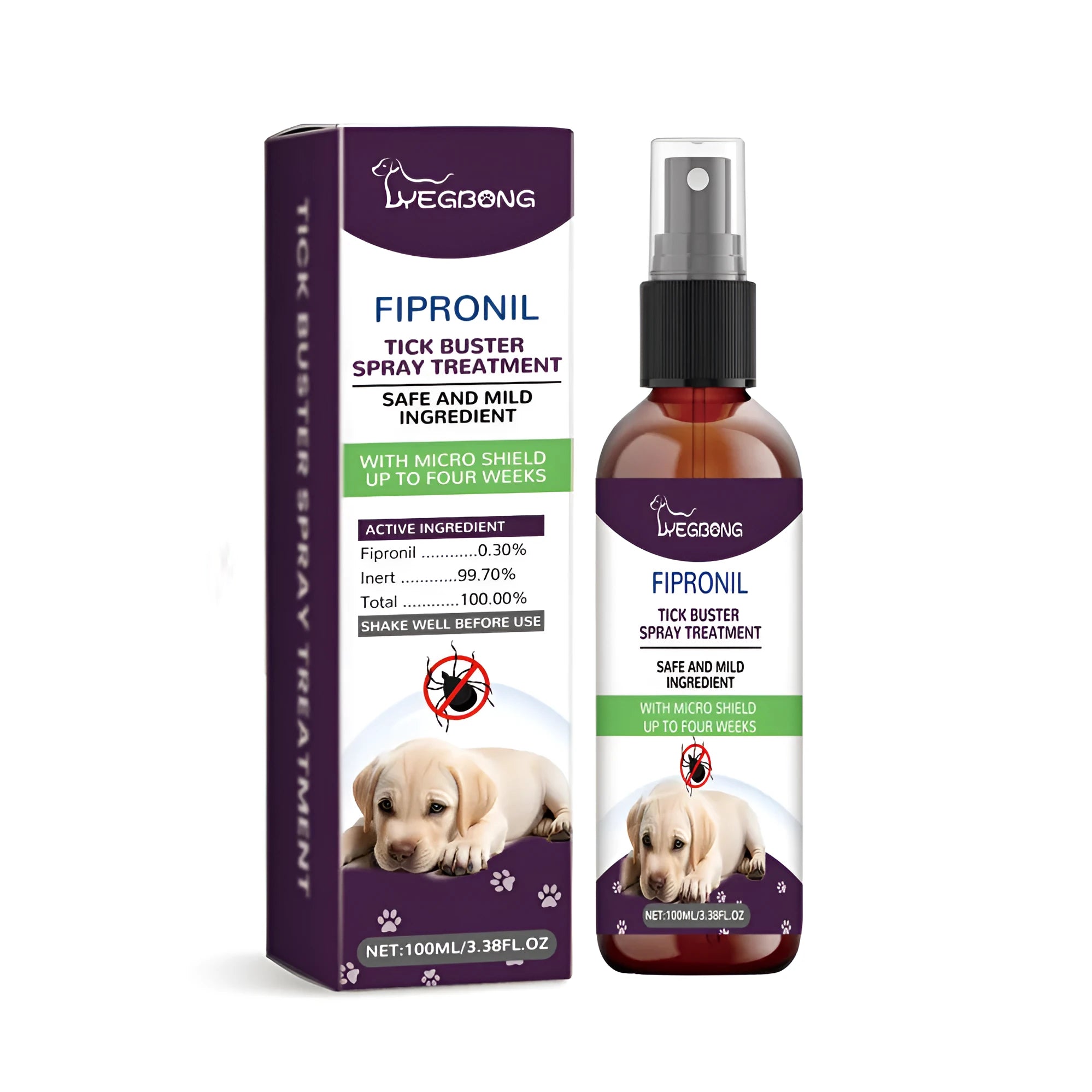 100ml bottle of pet pest spray with botanical extracts for dogs and cats.