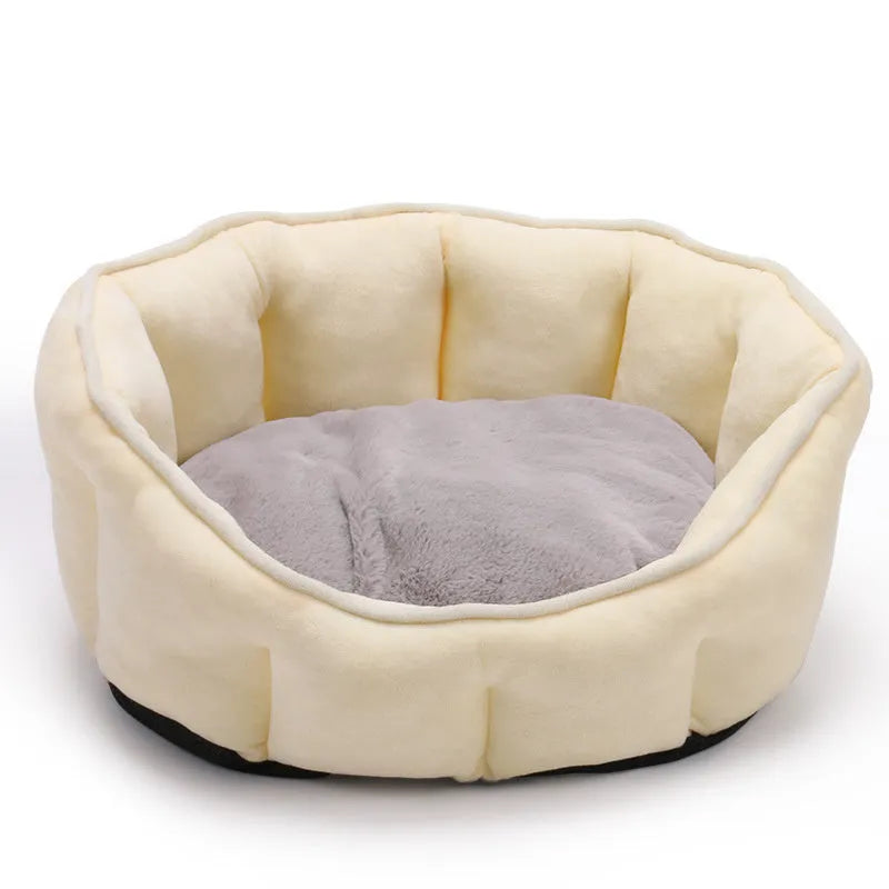 Plush cat hammock bed enclosed cat house with fleece lining in grey colour