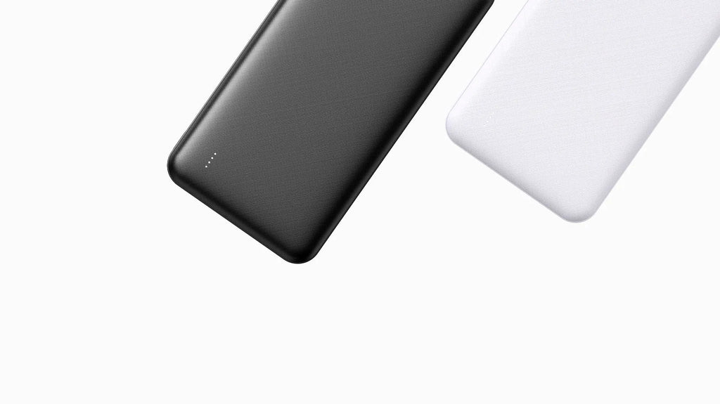 Small light show cloth pattern mobile power supply in black and white, plastic shell with compact size