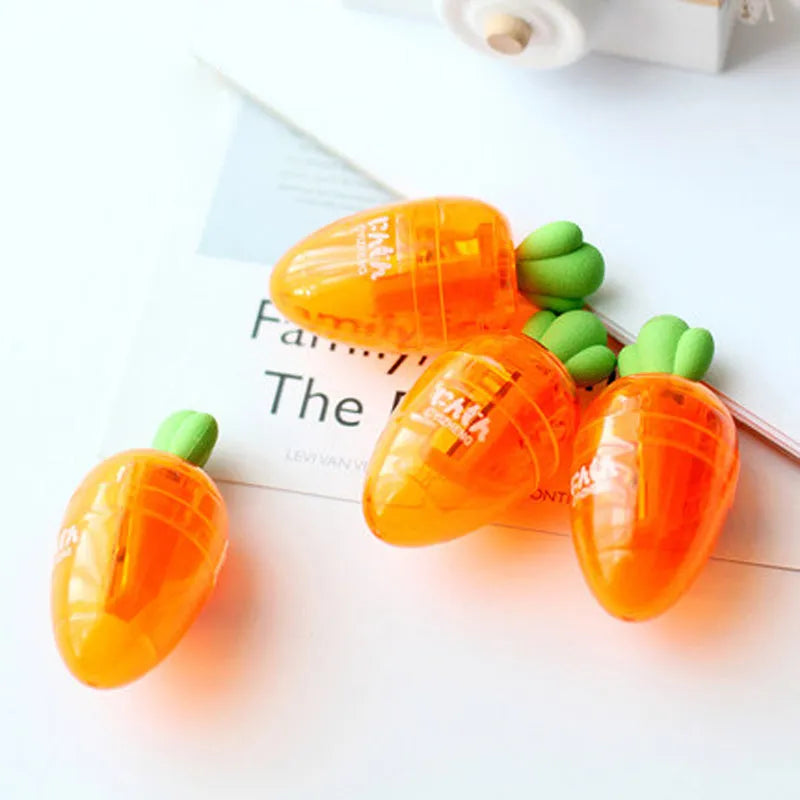 Carrot pencil sharpener with plastic construction measuring 7cm long