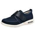 Men's velcro casual shoes in black with mesh fabric upper and round toe