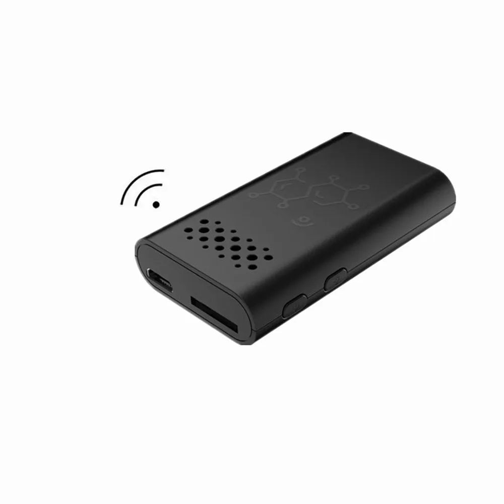 Black indoor security camera with 1080p HD video and WIFI smartphone connectivity