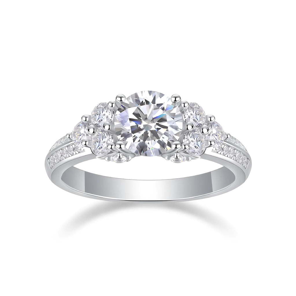 Coral Dream wedding ring set with 1 carat moissanite in S925 silver with platinum plating