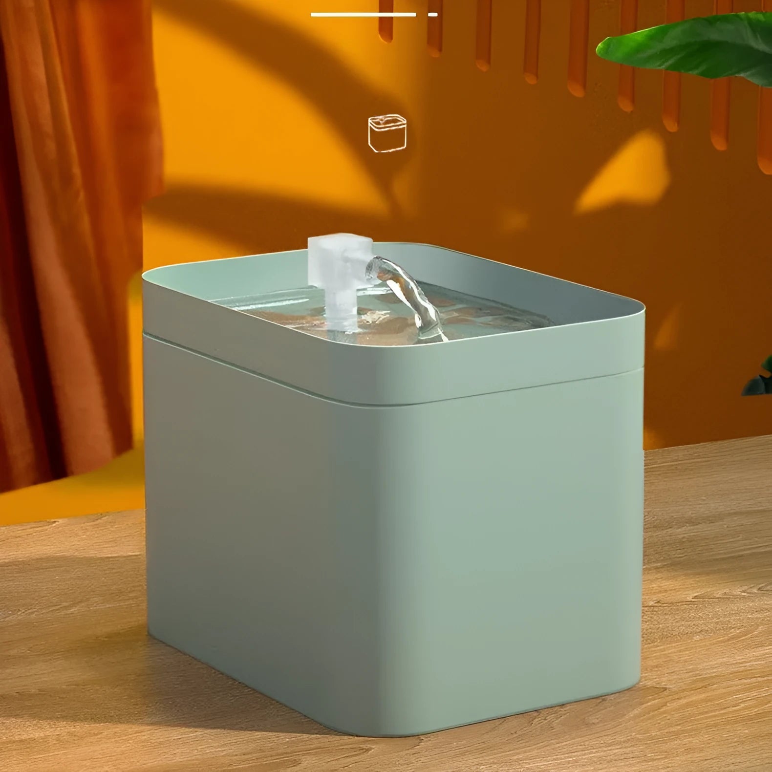 Pet water dispenser live water filter cat water fountain plastic blue green USB powered 16x11.5x12.5 cm