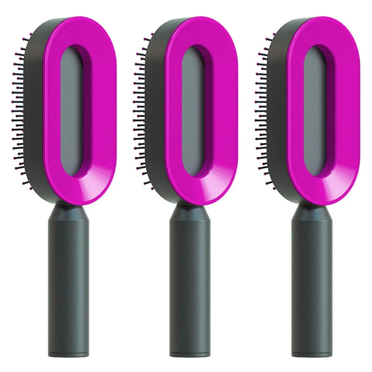 3D Air Cushion Hair Brush in elegant white, showcasing wide comb teeth and ergonomic handle