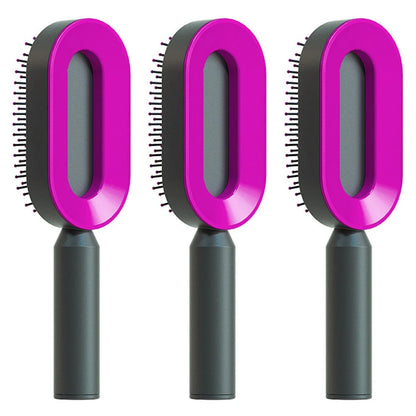 3D Air Cushion Hair Brush in elegant white, showcasing wide comb teeth and ergonomic handle