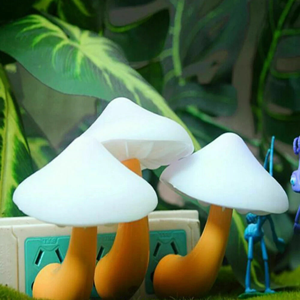 Mushroom-shaped LED night light with automatic sensor in various colours