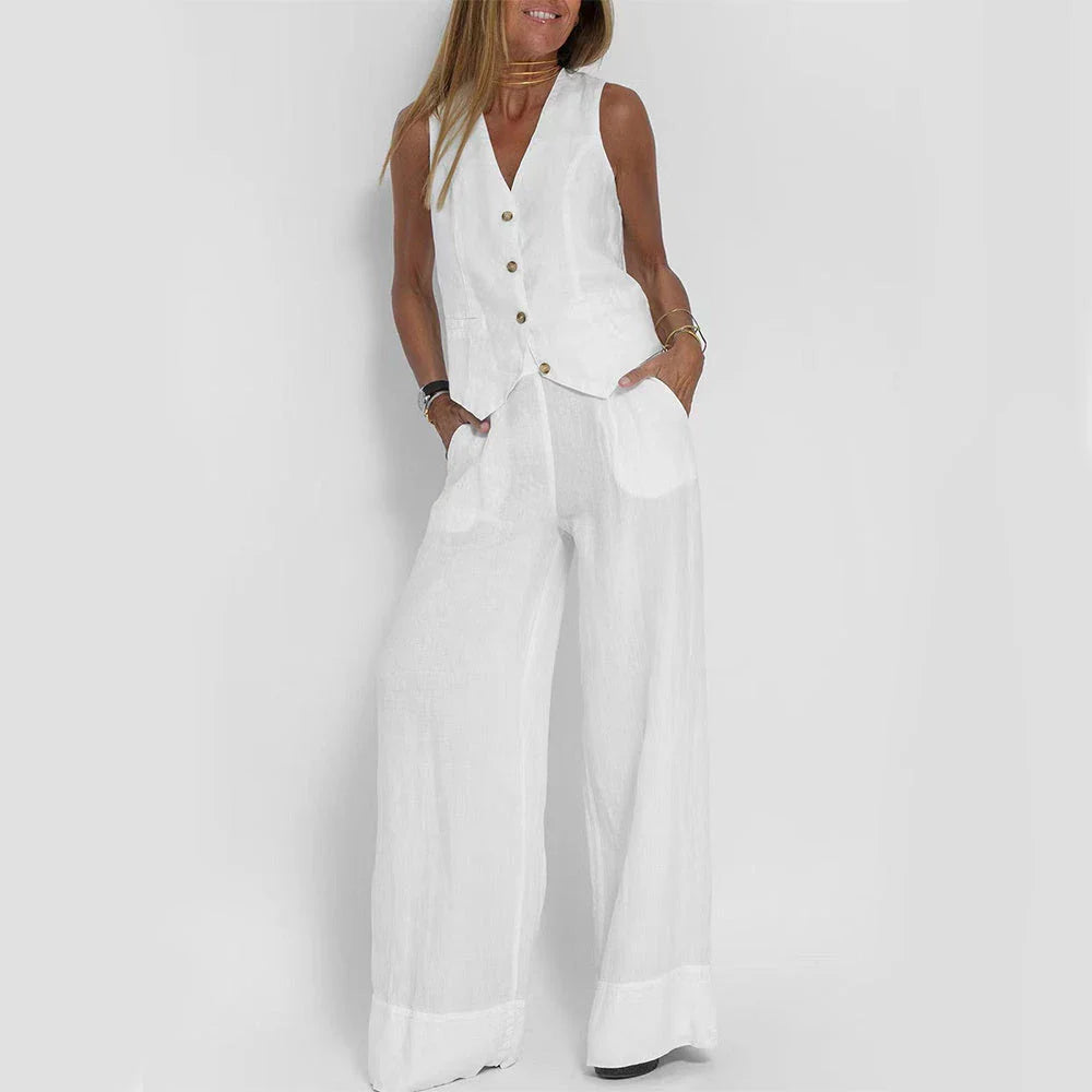 Chic summer vest and pants set for women in various colors and sizes