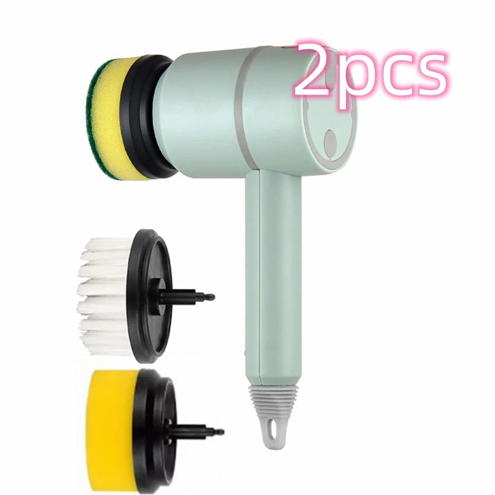 USB rechargeable electric cleaning brush for kitchen and bathroom with multiple brush heads