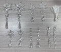 10 clear acrylic ice cone Christmas tree ornaments with white ribbons for hanging