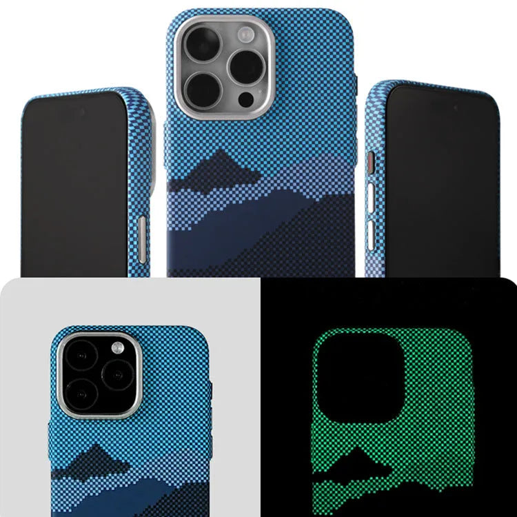 Kevlar carbon fibre texture magnetic phone case for iPhone, shockproof hard PC case with frosted finish, multiple colours