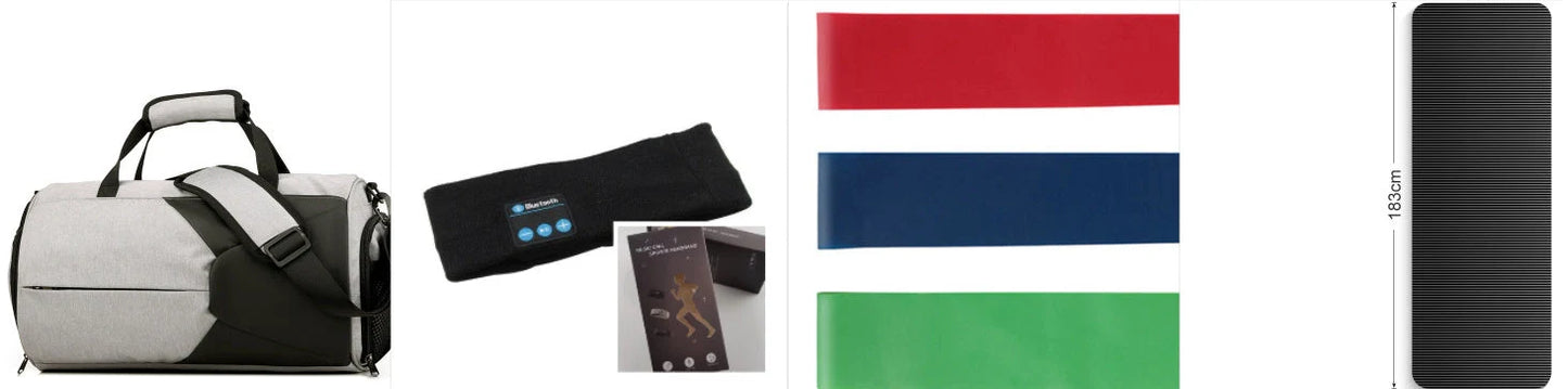 Wireless Bluetooth headband for fitness and yoga in rose red, deep blue, black, and gray