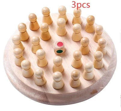 Children's wooden memory chess set for early colour education, made from top beech wood