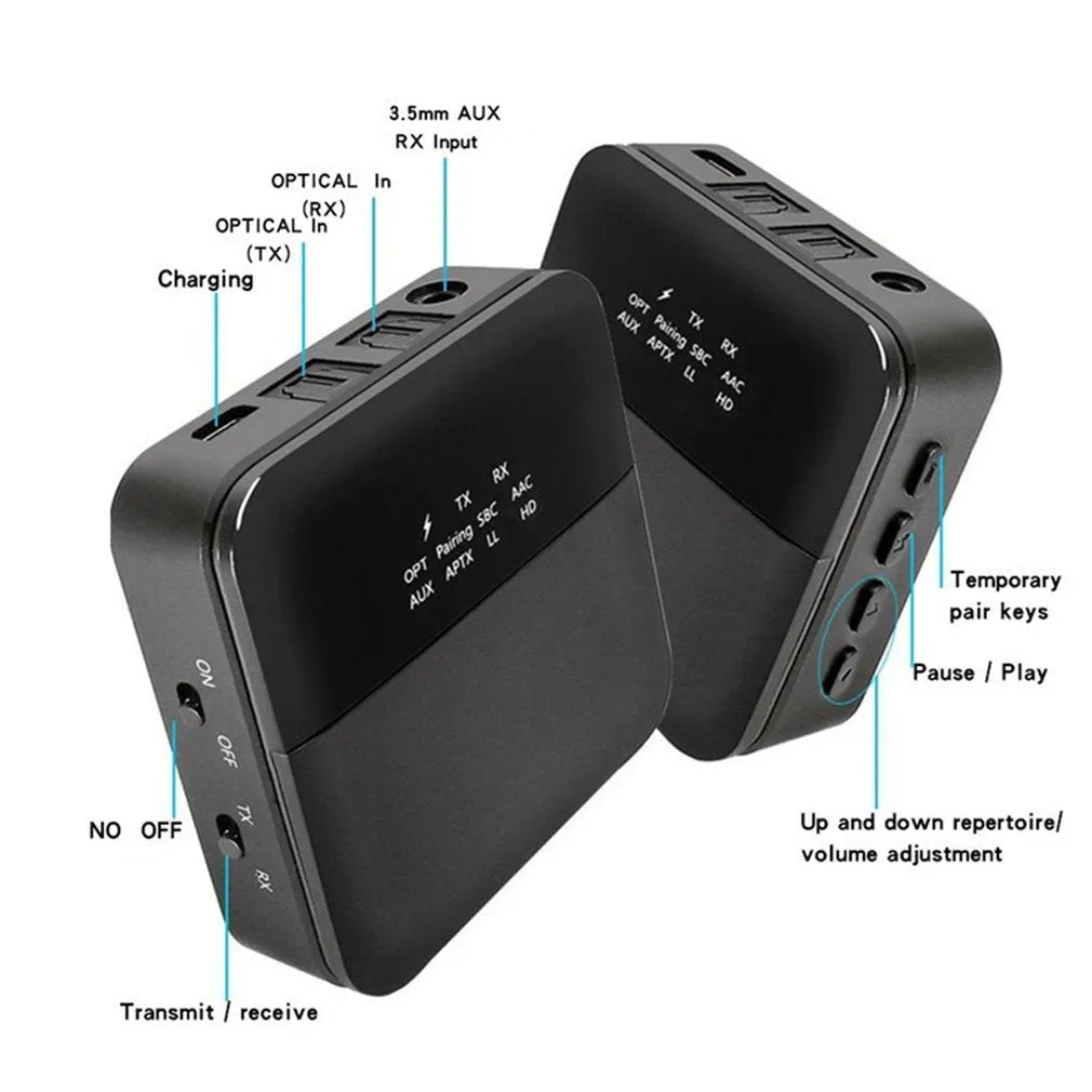 B20 Bluetooth adapter receiver in black with CSR8675 chip and apt-X HD codec support