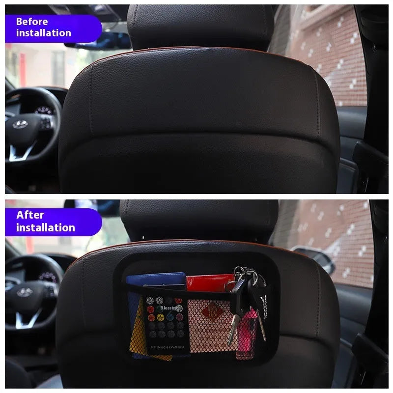 Adhesive mesh pocket storage shopping bag for car and home, polyester net pocket, large size