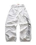 Design printing men's smart trousers in black, loose fit, mid-waist polyester casual trousers
