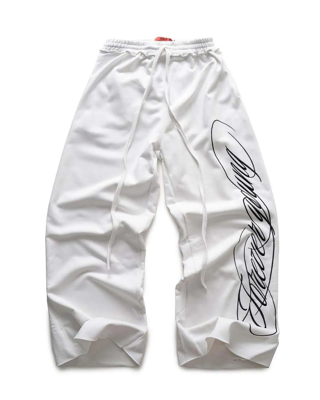 Design printing men's smart trousers in black, loose fit, mid-waist polyester casual trousers