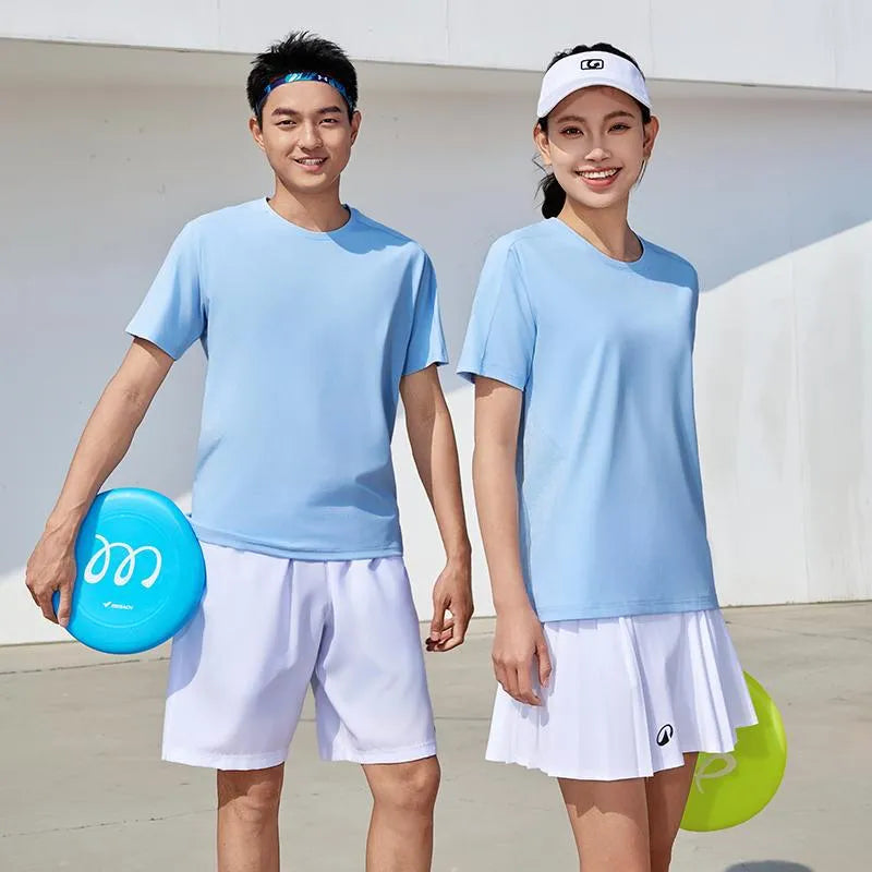 Difu solid colour polyester t-shirt in Ivory White, slim fit pullover, short sleeves, for sports meetings