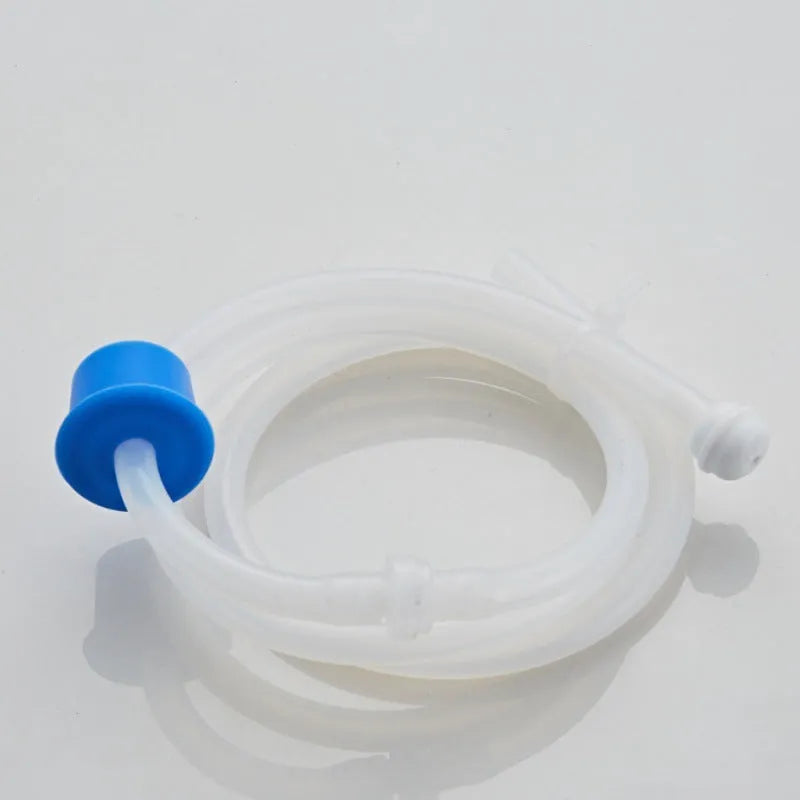 Stainless steel hand-press sink soap dispenser with 1.15m silicone extension tube for bathroom use