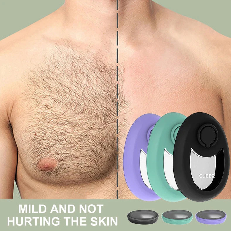 Green crystal hair removal device with metal ring grip on flat nano-glass surface