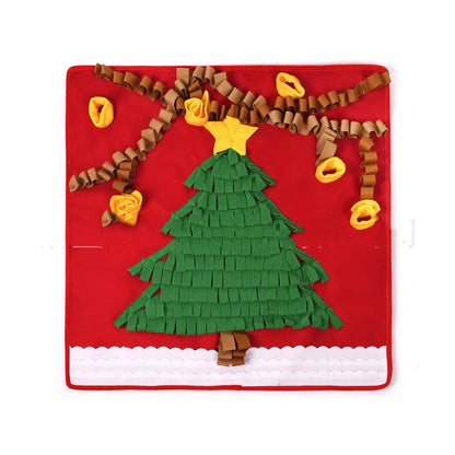 Christmas tree pattern washable dog snuffle mat for stress relief and slow feeding