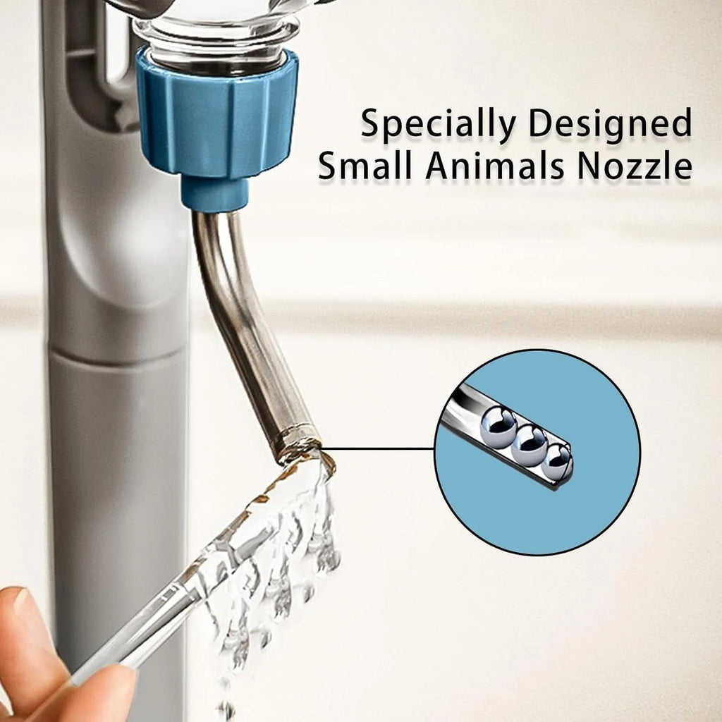 Blue small animal water bottle with stainless steel nozzle for cage mounting
