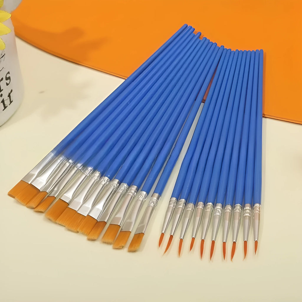 Children's graphic art gouache pen set with flat pen and line marker on white background