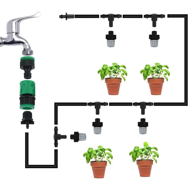 10 metre garden irrigation hose mist system with micro spray heads for cooling and humidification