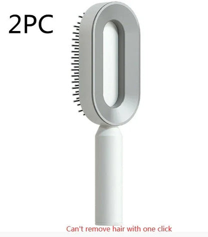 3D Air Cushion Hair Brush in elegant white, showcasing wide comb teeth and ergonomic handle
