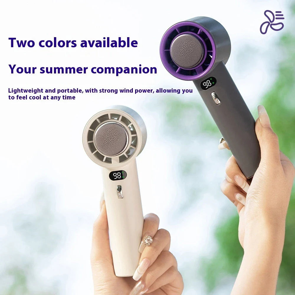 Portable Handheld Turbo Fan with Adjustable Cooling and Long-Lasting Battery - Compact Personal Cooling Device