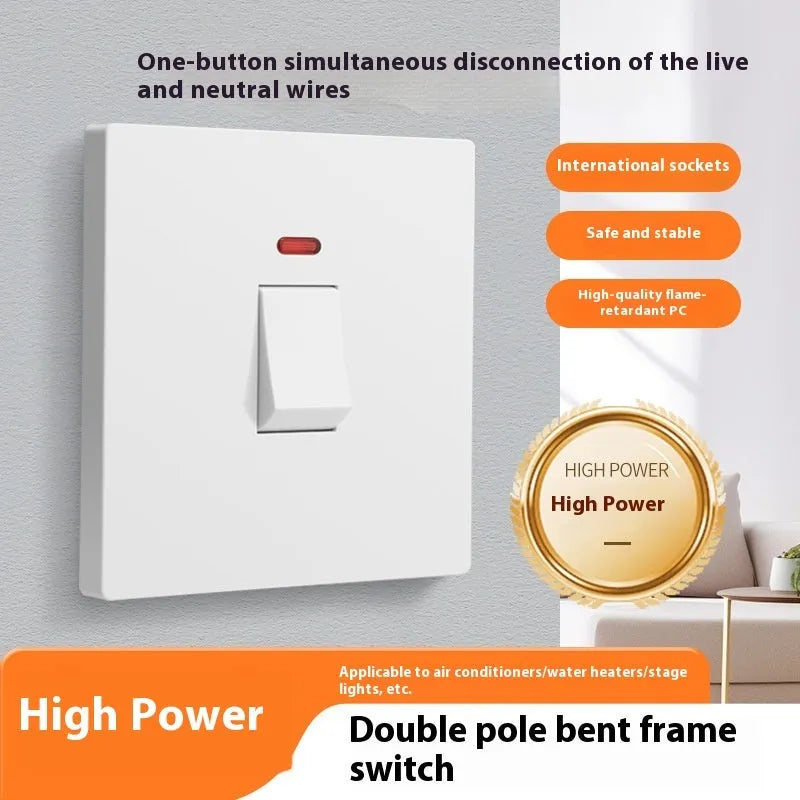 High-current 3-pole electrical switch with light panel in white finish.