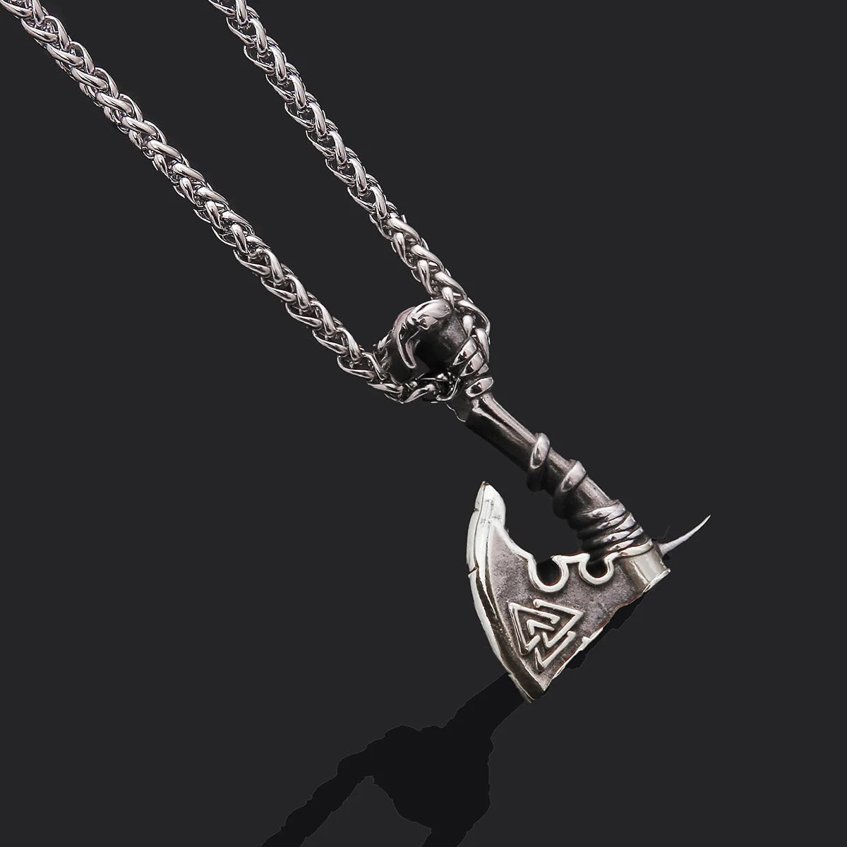 Men's stainless steel axe pendant necklace with titanium steel orchid chain