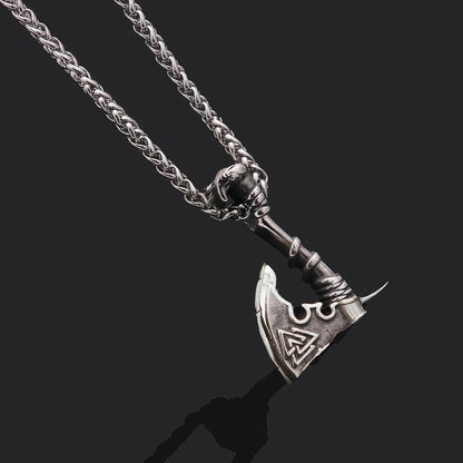 Men's stainless steel axe pendant necklace with titanium steel orchid chain