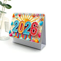 Cartoon desk calendar with stick-on crystals diamond painting on white card, frameless design, style options TL001-TL004