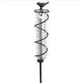 Cast iron and glass outdoor hyetometer with bird design for garden rainfall measurement