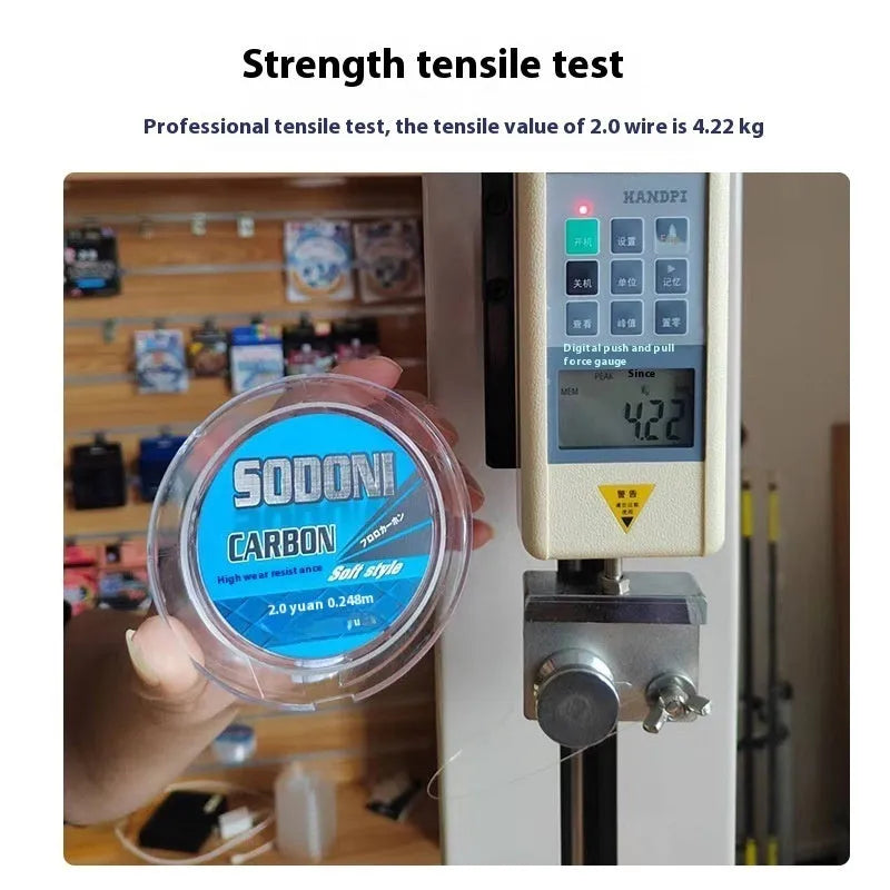 SODONI soft carbon fishing line spool in 50-metre pack on a fishing reel