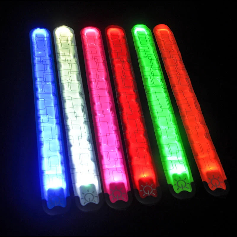Rechargeable LED sports bracelet in multiple colours for night-time safety