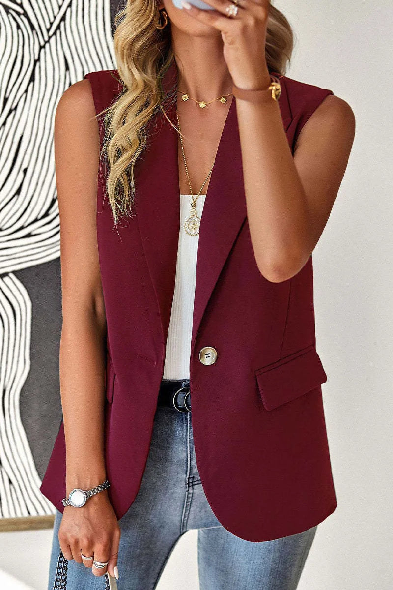 Women's loose fit sleeveless suit vest in various colours